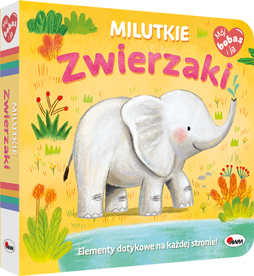 Okładka 3D książki sensorycznej Mój bobas i ja. Milutkie zwierzaki – przedstawiająca słonia