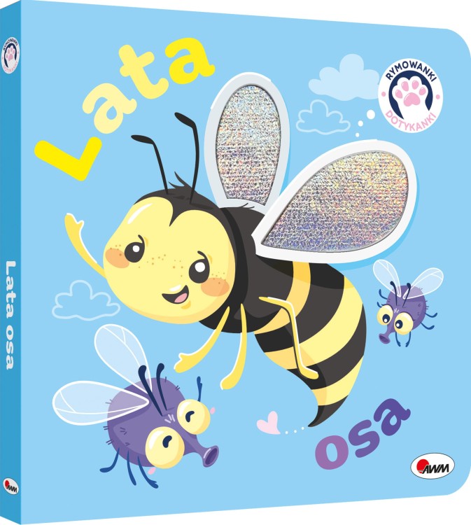 Okładka 3D książki sensorycznej Rymowanki dotykanki. Lata osa przedstawiająca osę