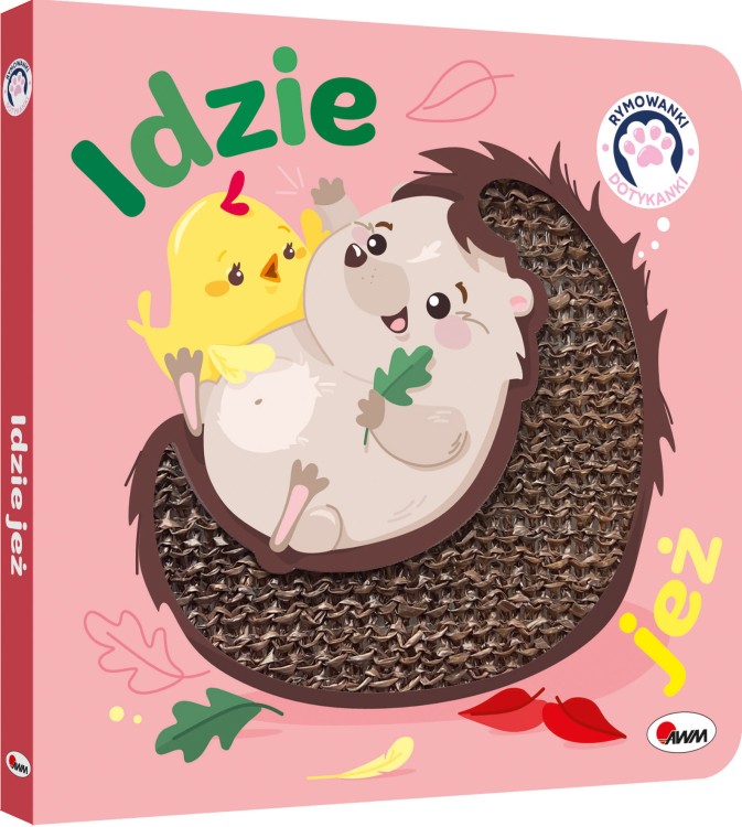 Okładka 3D książki sensorycznej Rymowanki dotykanki. Idzie jeż przedstawiająca jeżyka