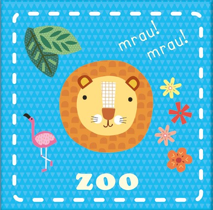 Okładka edukacyjnej książeczki sensorycznej dla maluchów – Przytulanka. Zoo - przedstawiająca lwa