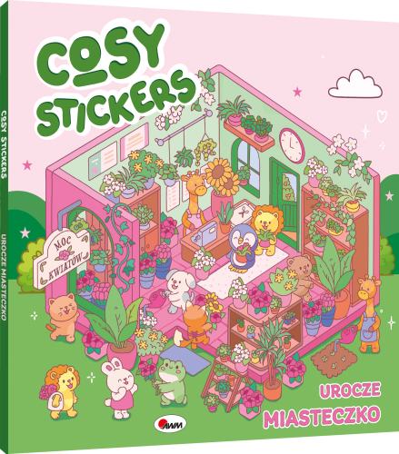 Okładka 3D książki Urocze miasteczko z serii Cosy stickers przedstawiająca kwiaciarnię
