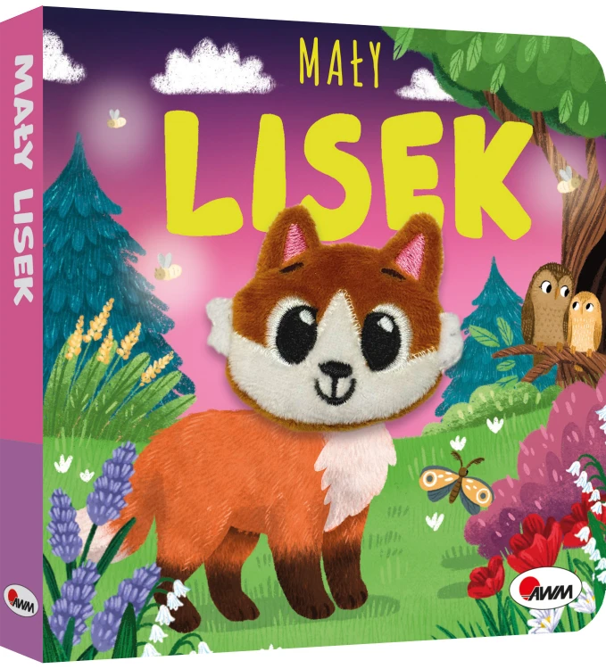Okładka 3D książki z pacynką pt. Mały lisek przedstawiająca liska w lesie