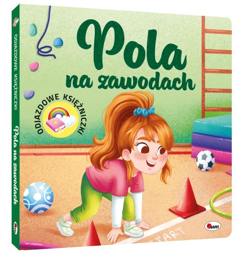 Okładka 3D książki pt. Odjazdowe księżniczki. Pola na zawodach przedstawiająca dziewczynkę przygotowującą się do biegu